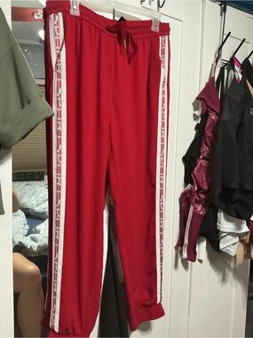 Marc Cain Red Track Pants with Side Stripe